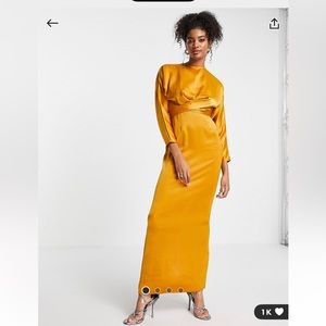 mustard long sleeve asos dress, worn once for a wedding!